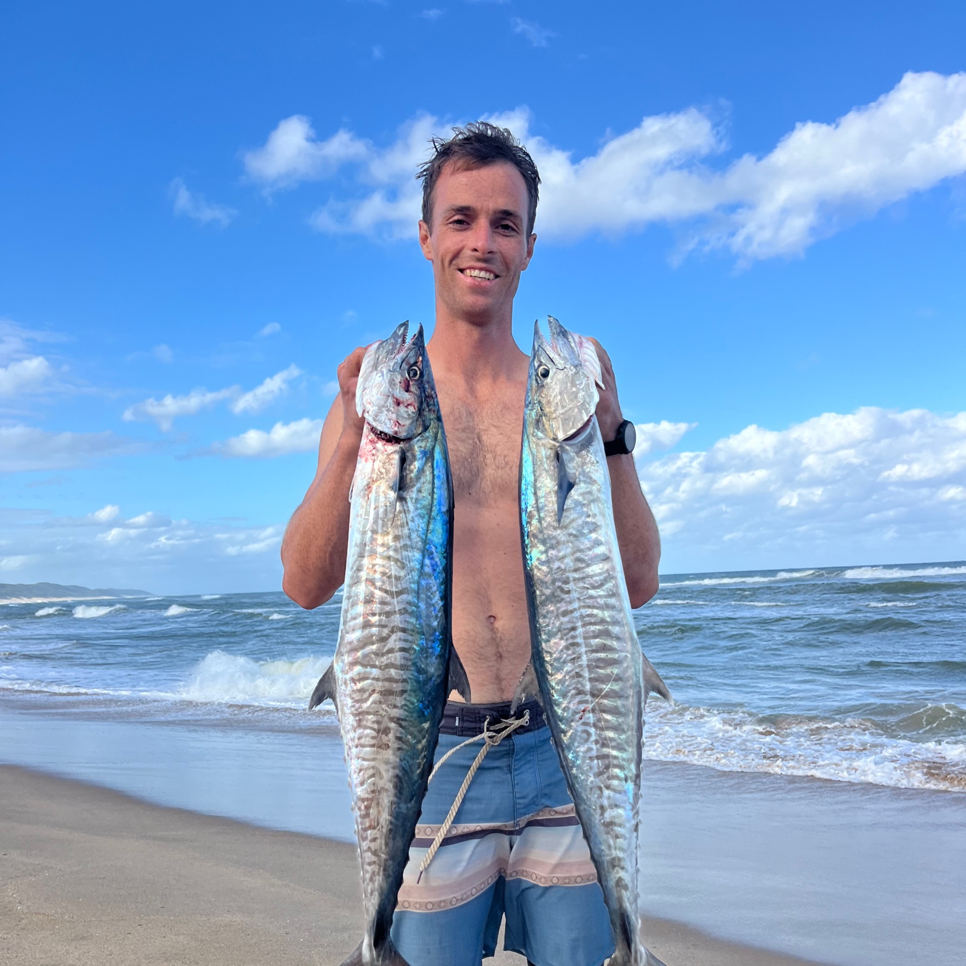 Back on the beach with the day's catch