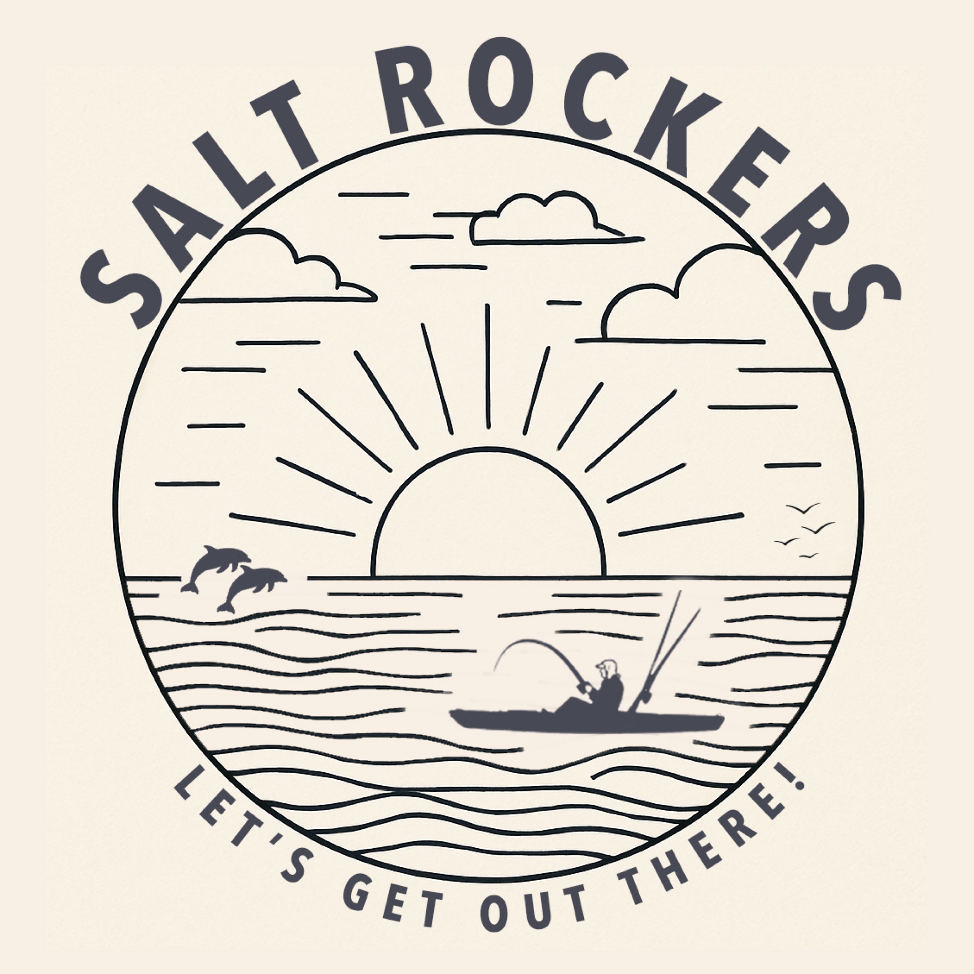 Ocean Adventure Tee back print: Salt Rockers sunrise design
